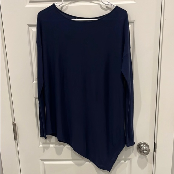 Alice + Olivia S/M Navy Blue Asymmetrical Long Sleeve Sweater - Picture 2 of 8